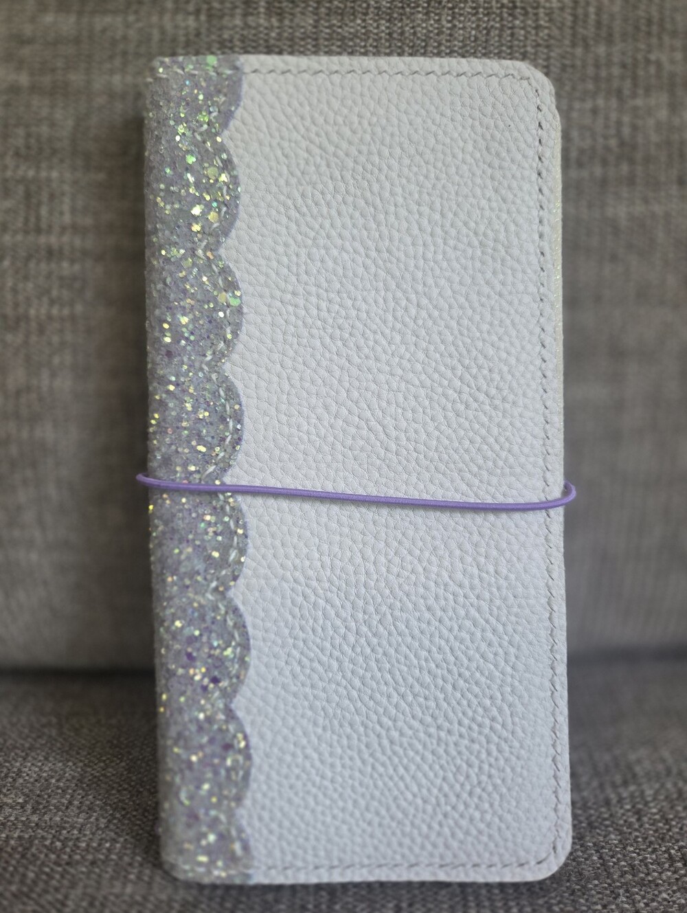 Handmade Leather Scalloped Glitter Traveler's Notebook Cover Regular Wide 9x8